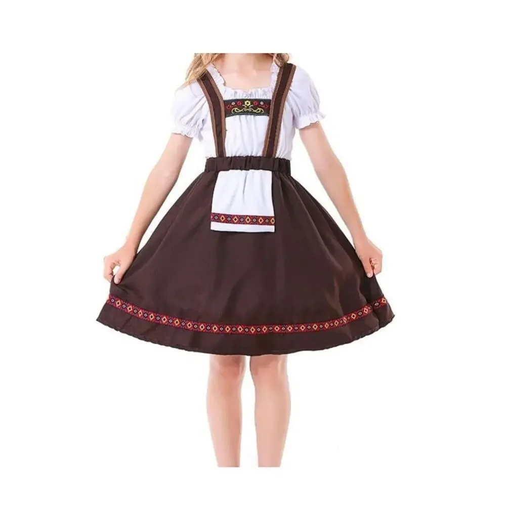 Girls German Dirndl Dress 2 Pc Bavarian Oktoberfest Costume Sz 4-6